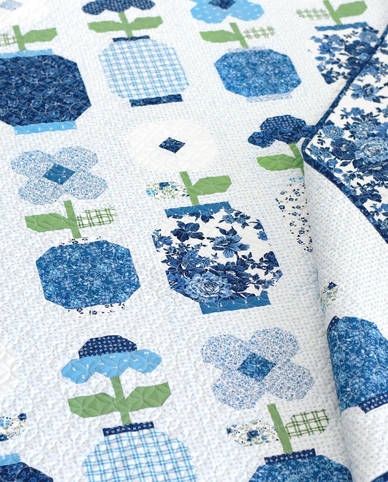 Ginger Jars Backing in Blueprint by Camille Roskelley