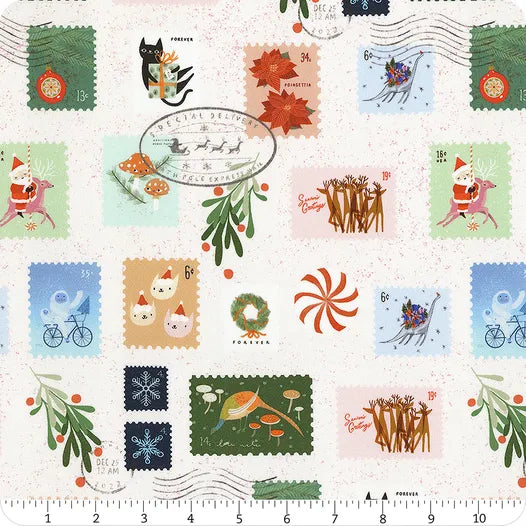 Tiny Christmas Snow Christmas Stamps Yardage SKU# 37132-11