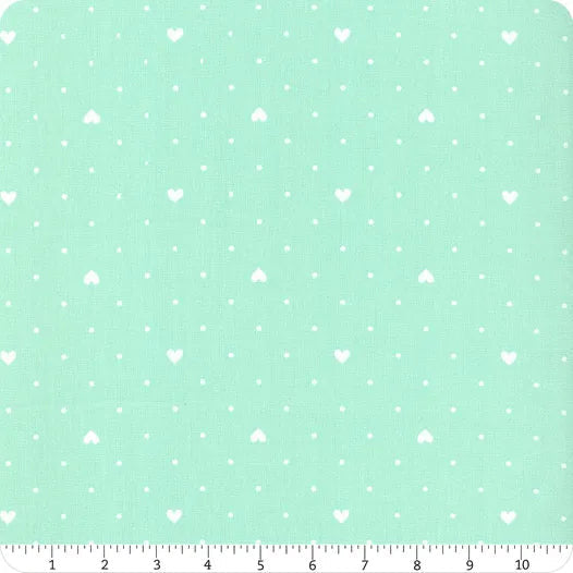 SALE - Lighthearted 108" Aqua Heart Dot Yardage Wide Backing 108009-13