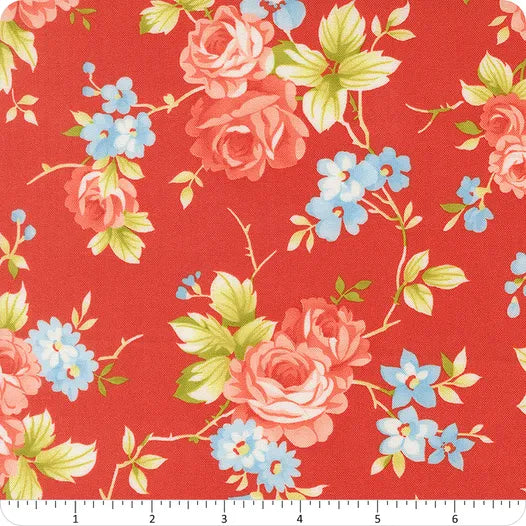 Rosie Strawberry Country Rose 108" Wide Yardage SKU# 108038-14 Wide Backing Fig Tree