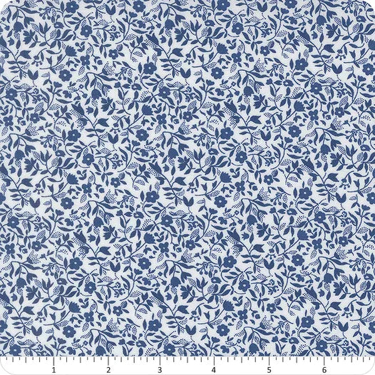 Blueprint White Navy Frolic Yardage SKU# 55335-26