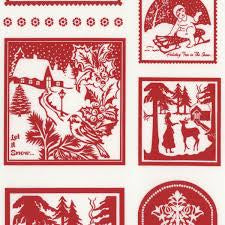 Buon Natale Pomegranate on Snowflake Christmas Cards Quilt Panel SKU# 35408-24 Yardage