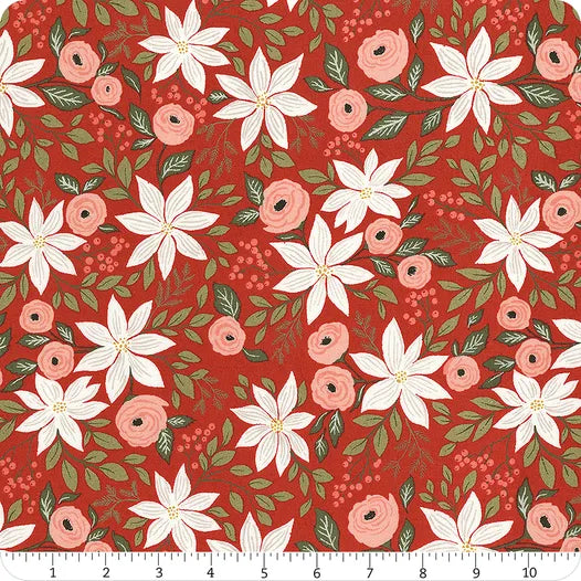 Berry & Pine Cranberry Poinsettia Party Yardage SKU# 5240-14