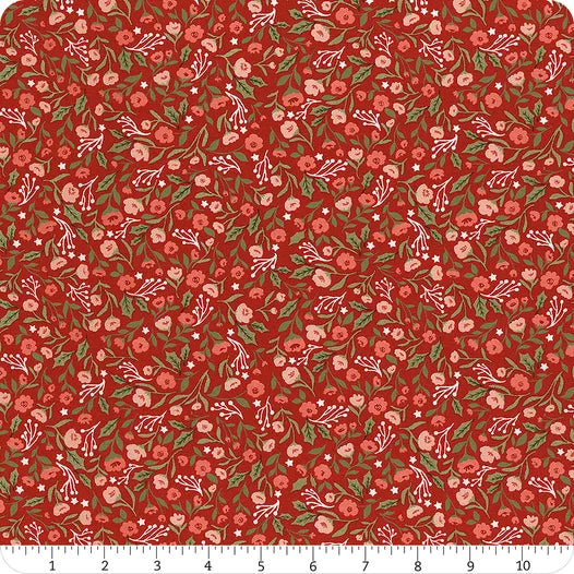 Berry & Pine Cranberry Christmas Posies Yardage SKU# 5241-14