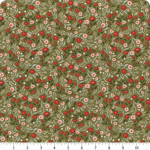 Berry & Pine Sage Christmas Posies Yardage SKU# 5241-12