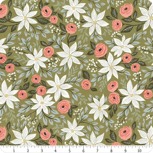 Berry & Pine Sage Poinsettia Party Yardage SKU# 5240-12