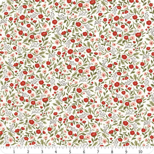 Berry & Pine Snow Christmas Posies Yardage SKU# 5241-11