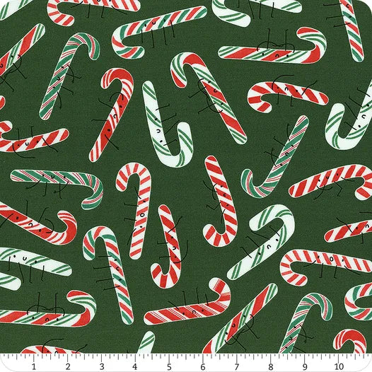 Tiny Christmas Pine Candy Cane Yardage SKU# 37134-19