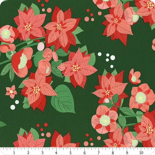 Tiny Christmas Pine Poinsettia Yardage SKU# 37130-19