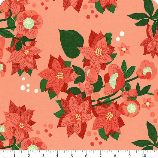 Tiny Christmas Carnation Poinsettia Yardage SKU# 37130-14