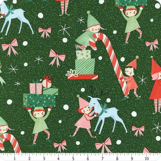 Tiny Christmas Pine Elves Yardage SKU# 37131-19