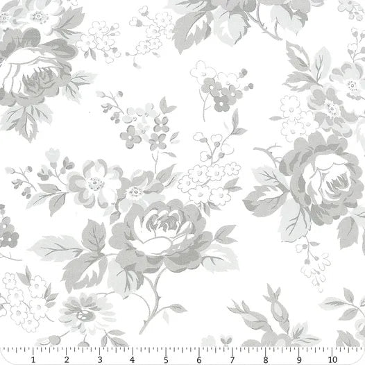 End of Bolt - 1 1/2 yard Wide Backing 108 - Dwell Grey Floral